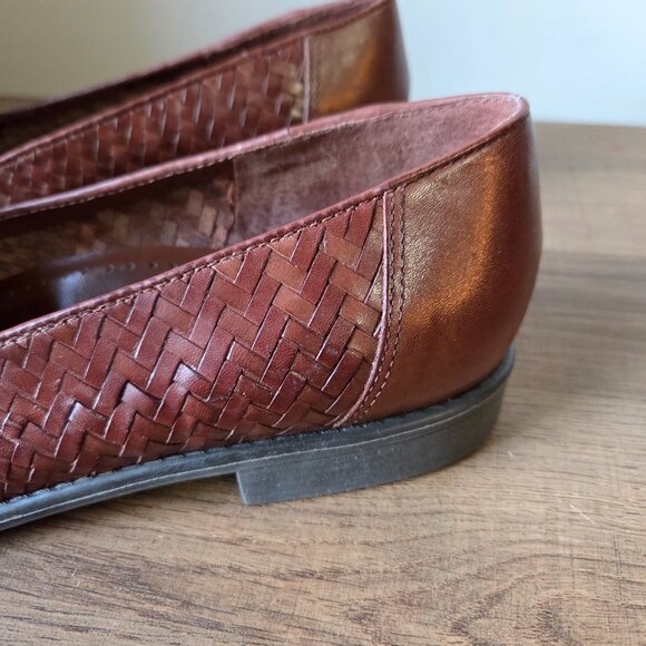 NEVER WORN WORTHINGTON ROSE III BROWN GENUINE LEATHER WOVEN LOAFERS SIZE 8.5 - Picture 8 of 16